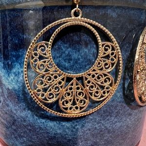 Large filigree boho circle earrings